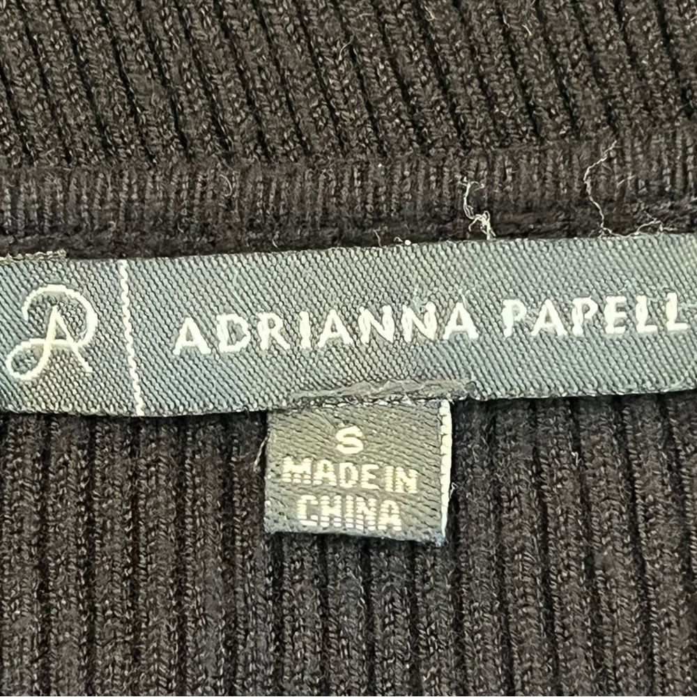 Adrianna Papell Small Black Long Cardigan Ribbed Sweater Top Belt Open Front - Picture 10 of 13